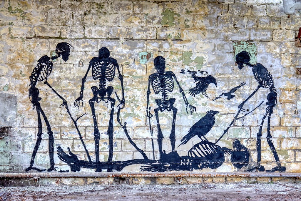 HDR graffiti streetart street-art street art skeleton factory urbex roa klaas van der linden kunst kunstwerk decay verlaten lost place places abandoned